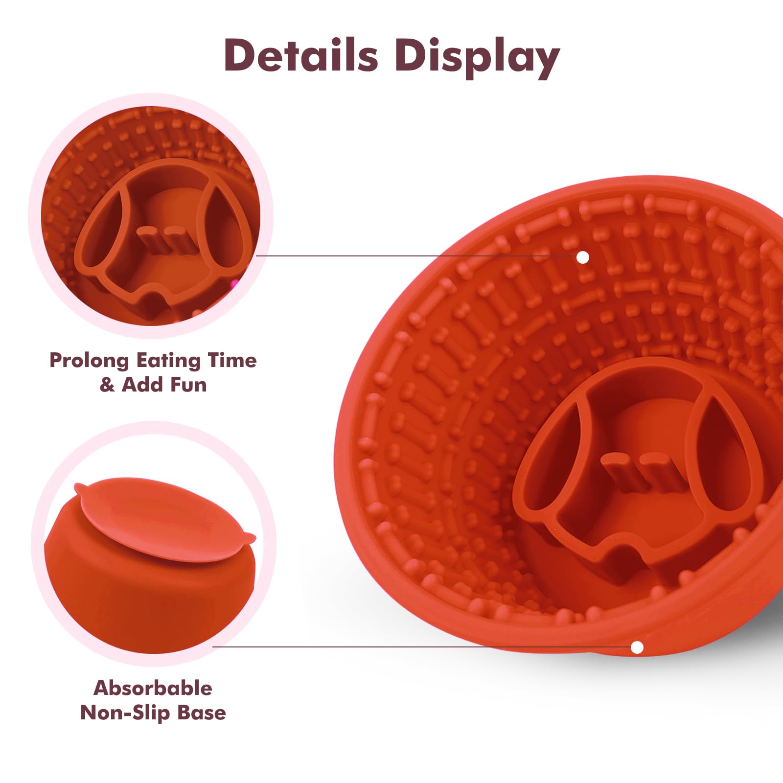 Large Silicone Slow Feeder Dog Bowls, Non-Slip Dog Slow Feeder Lick Bowl For Medium Large Breed, Enrichment Toys For Distraction