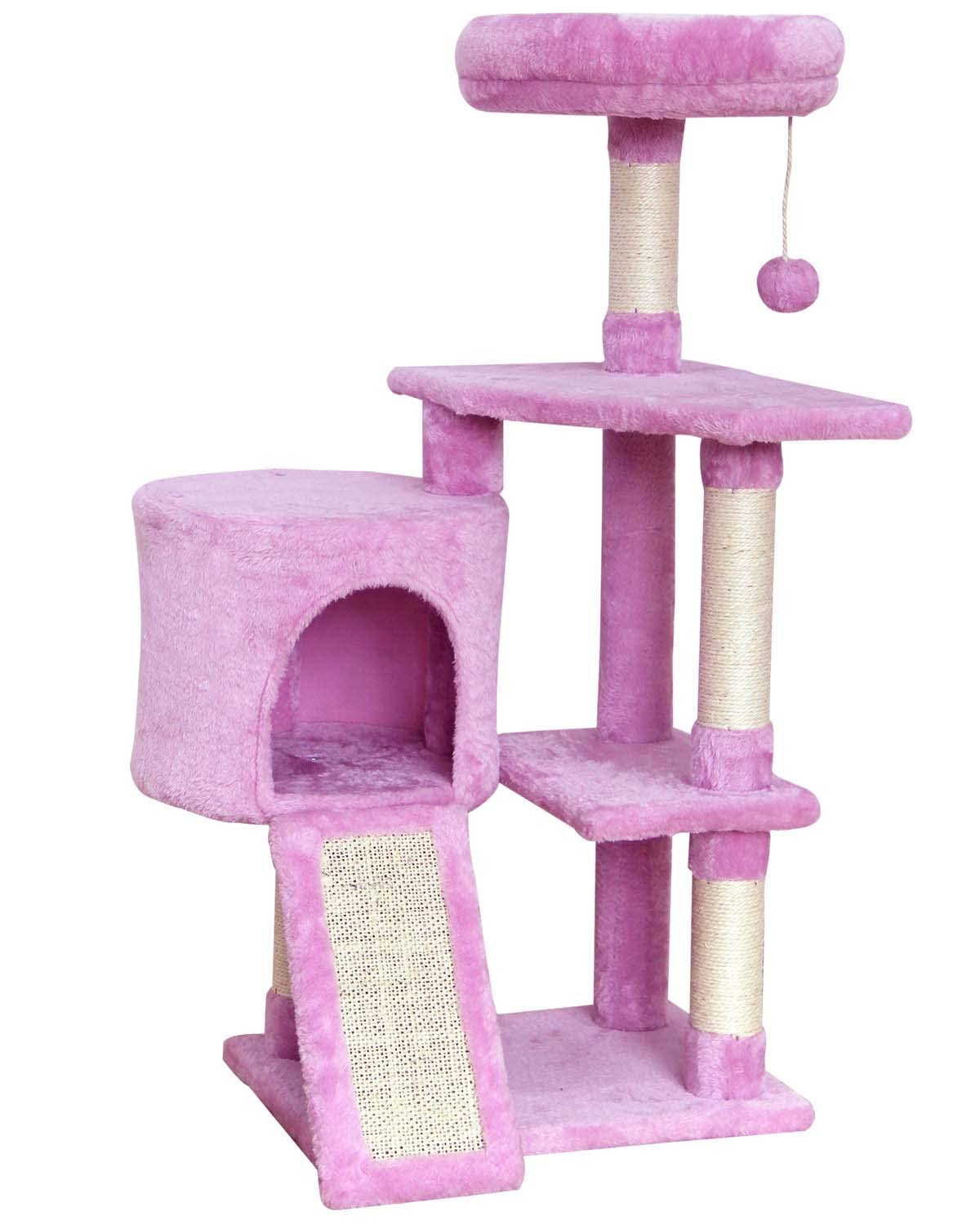 Miao Paw Pink Cat Tree Tower For Indoor Cats Cat Condo With Scratching Post Cat Tree For Large Medium Small Cat With Dangling Ba