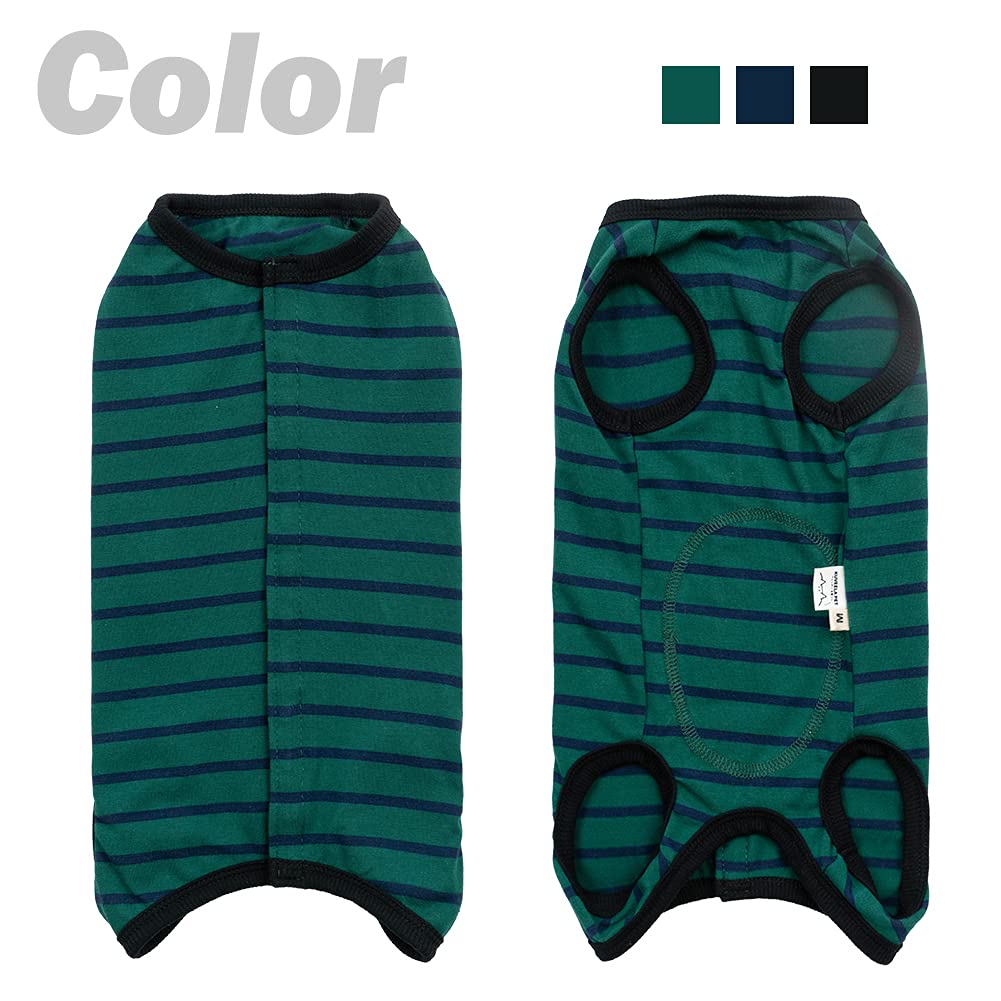 Dog’S Recovery Suit Post Surgery Shirt For Puppy, Wound Protective Clothes For Little Animals(Green Black Stripe-M)