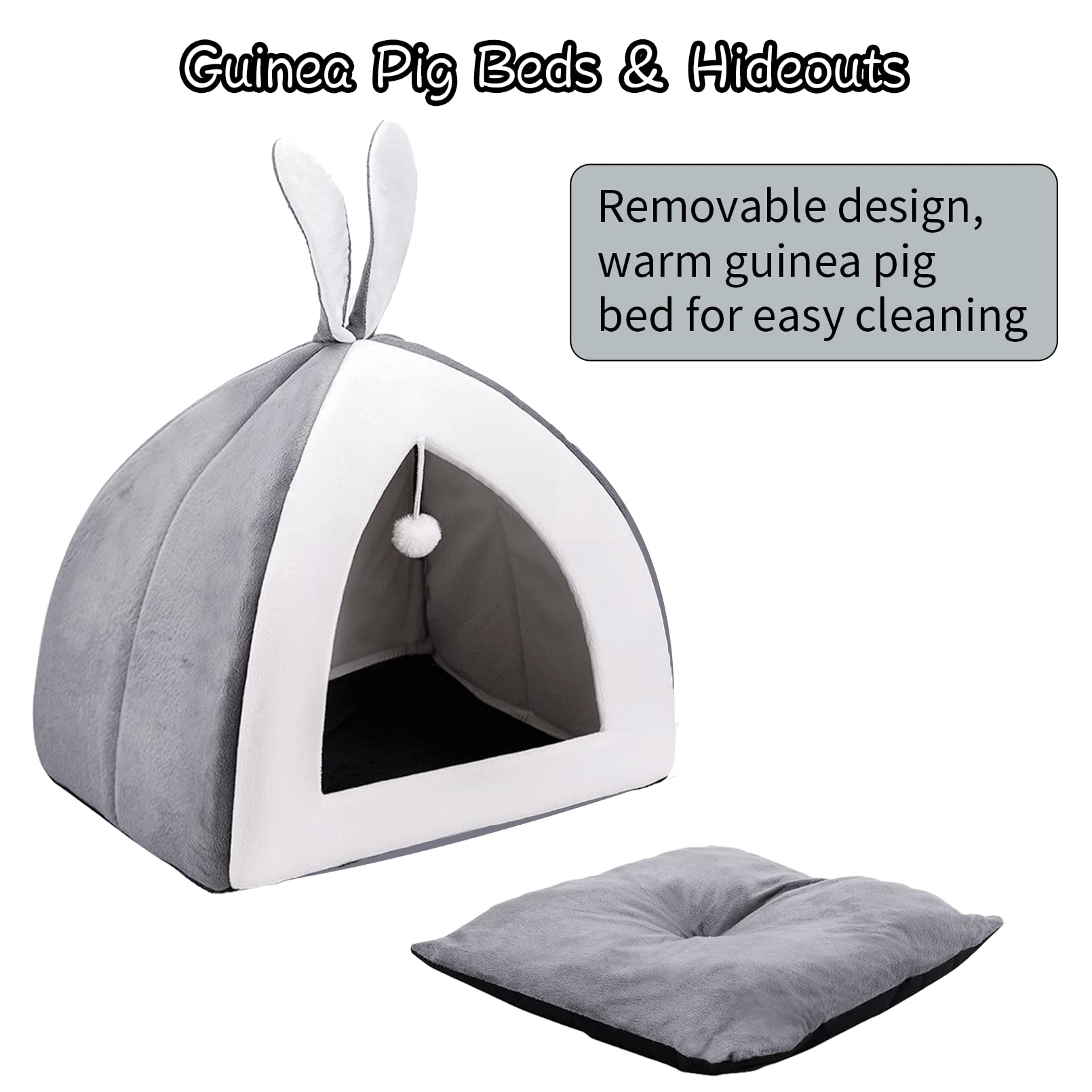 Fhiny Rabbit Bed Cave Cozy Guinea Pig Hideout Cute Bunny Bed Large House Winter Nest Dwarf Rabbit Cage Accessories For Chinchill