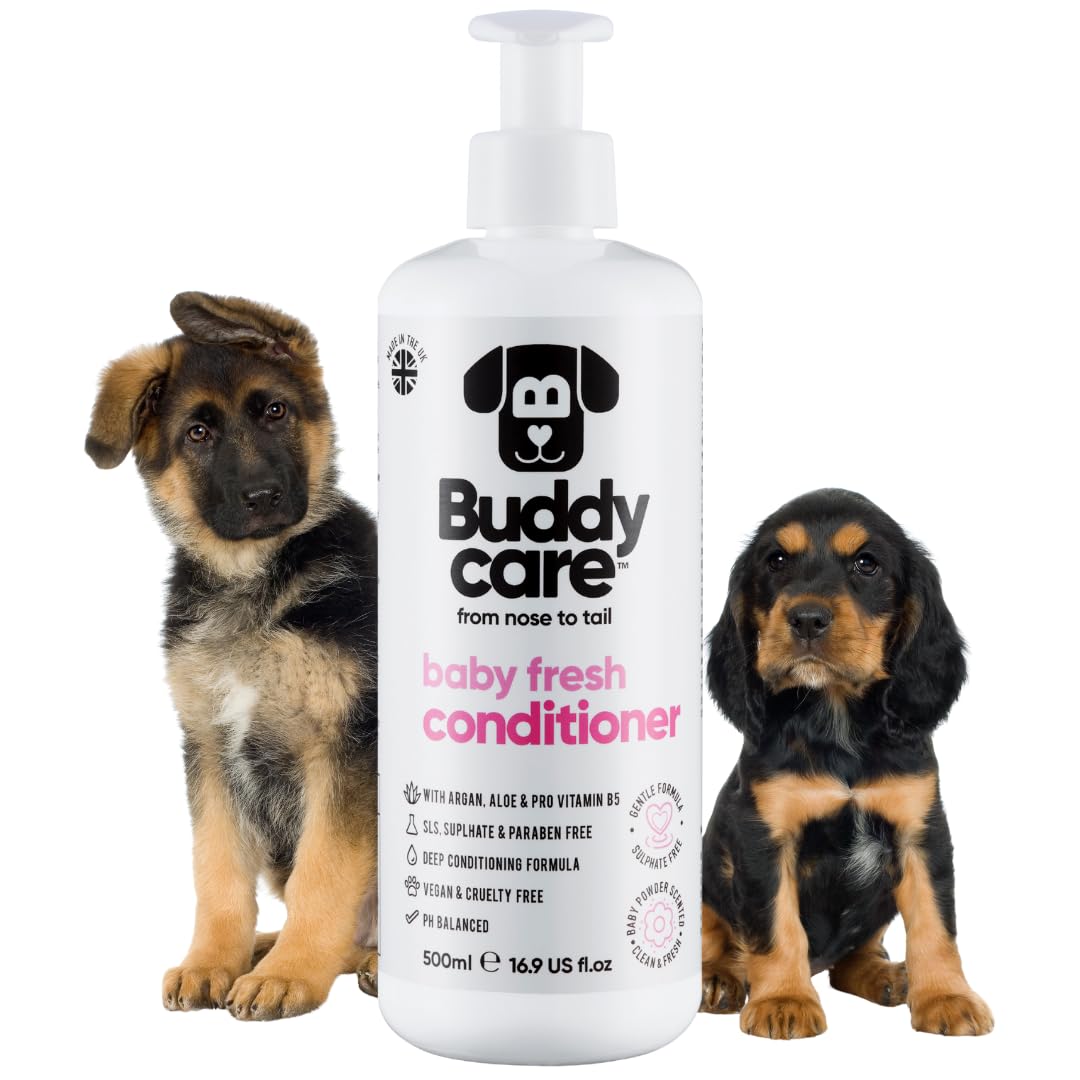 Buddycare Baby Fresh Dog Conditioner (16.90oz) Made with Aloe Vera, Argan Oil & Pro Vitamin B5 to Detangle Matted Coats & Reliev