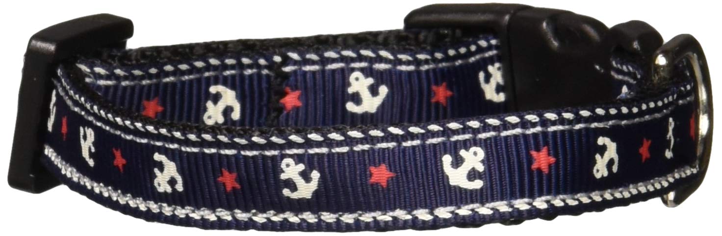 Mirage Pet Products Anchors Nylon Ribbon Collar for Pets, X-Small, Blue