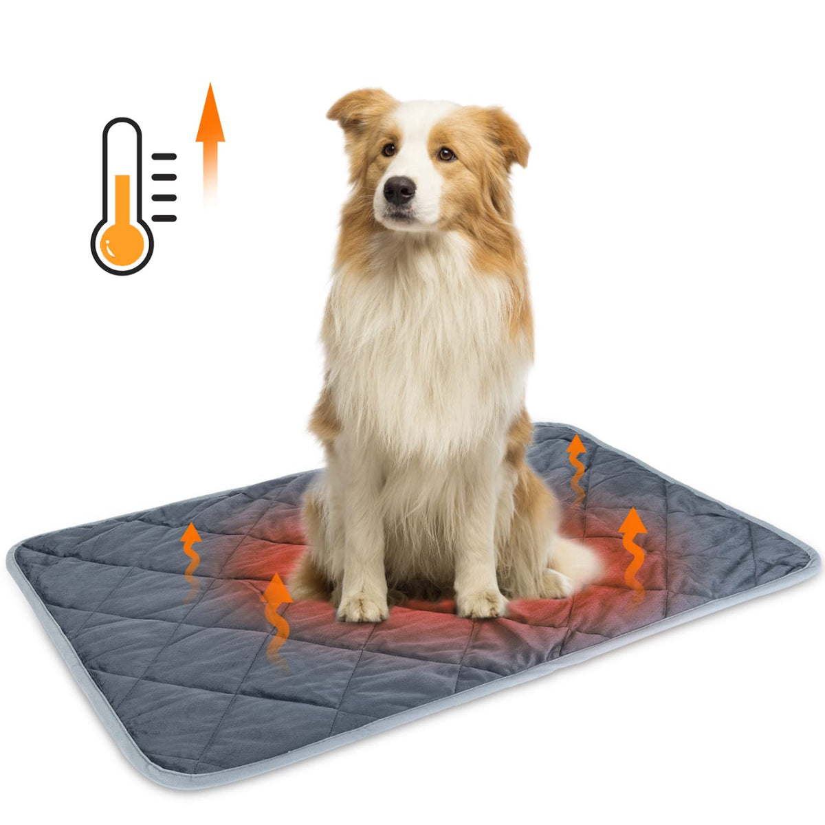 Nobleza Self Heating Cat Mat, Super Thermal Dog Crate Pad For Indoor Outdoor, Washable Anti-Slip Kennel Mat For Medium Small Dogs And Cats, 35 * 23' Grey