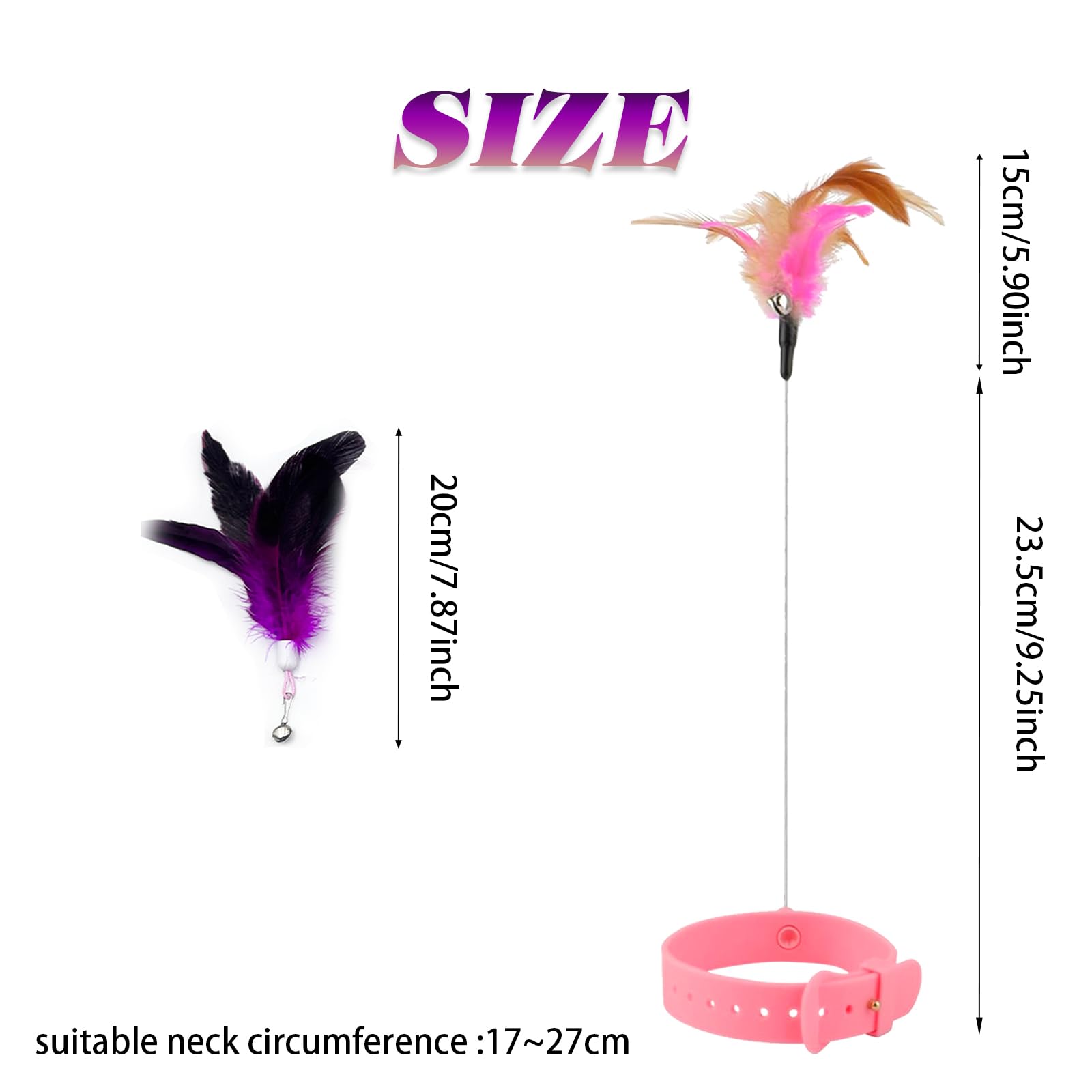 Subang 9 Pieces Cat Feather Toys Replacement Cat Toy With Collar Wand Refills Cats Toy Replacement Natural Bird Feathers For Cat