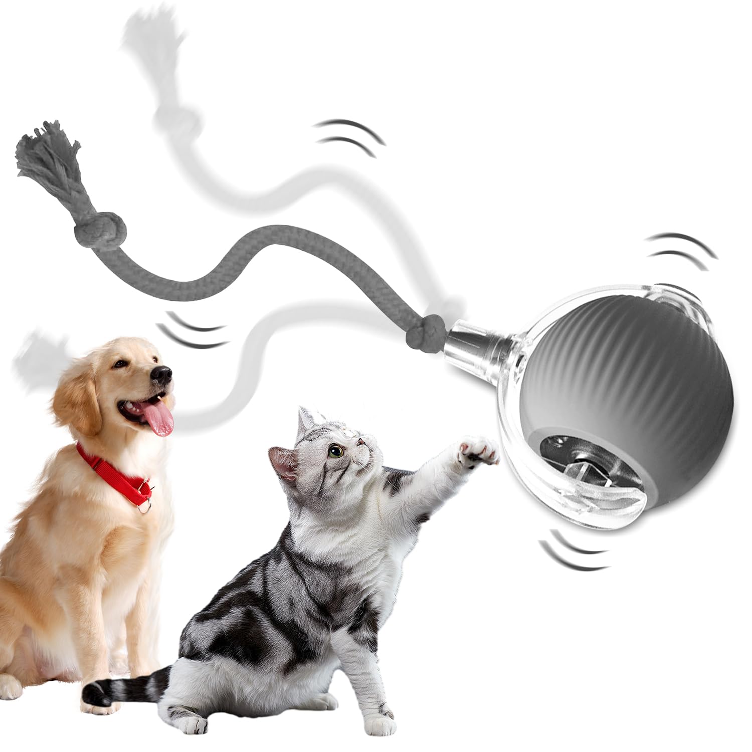 Mtlsttbd 2025 New Interactive Cat And Dog Toys - Motion Activated Fast Rolling Ball On Carpet, Smart Self-Moving Toy (Gray)