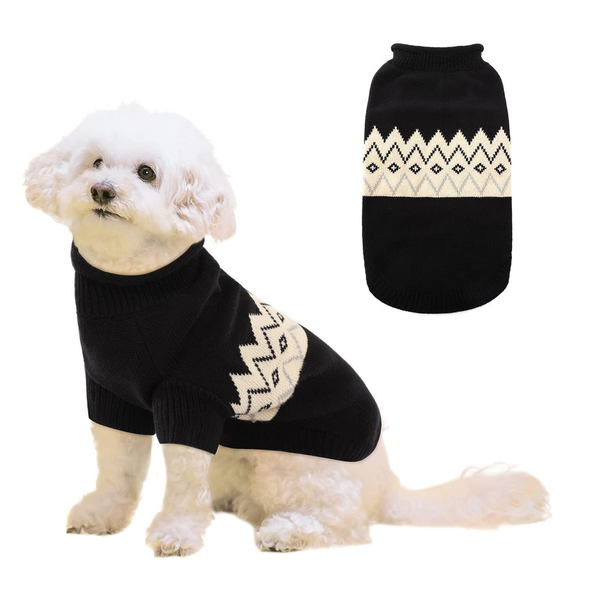 Queenmore Warm Dog Sweater, Soft Pet Knitwear, Knitted Pullover, Winter Pet Clothes For Small Medium Dogs Cats