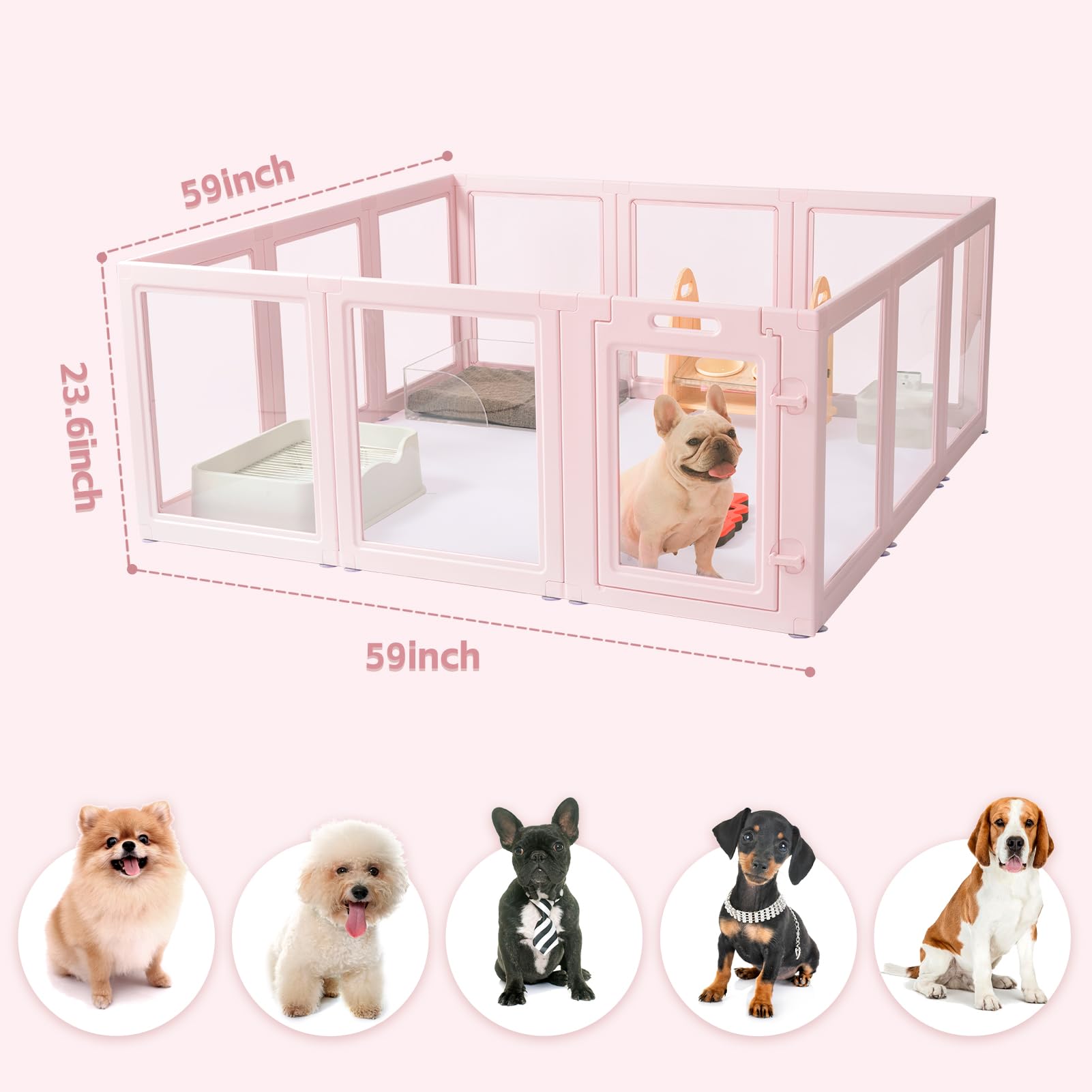 Lovetail Diy Clear Acrylic Dog Playpen House,Quick Easy Assembly And Disassembly,Strong Floor Suction,Indoor And Outdoor Use,Eas