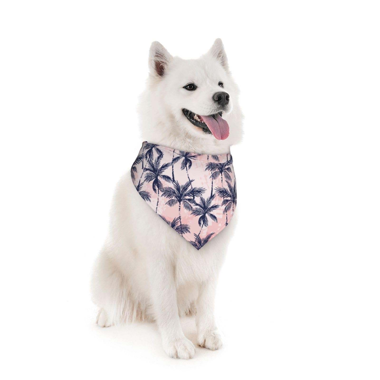 Tropics Palm Trees Summer Beach Pink Dog Bandana Scarf Triangle Bibs Pet Accessories Cat Kerchief