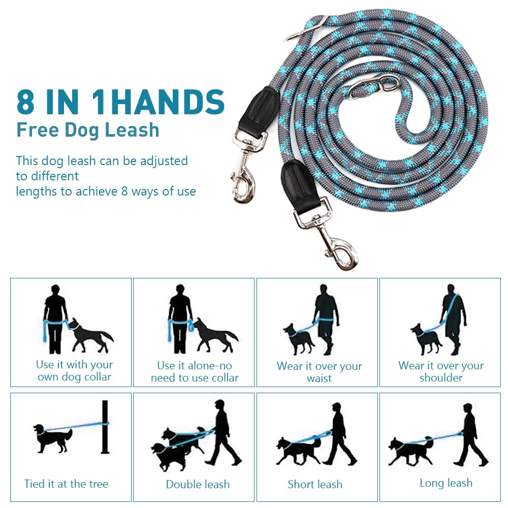Pawstrip Hands Free Dog Leash Multifunctional Dog Running Leash Reflective Waist Leash For Dog Walking Adjustable Crossbody Dog Training Leash Nylon Double Leashes For Small Medium Large Dogs (Gray)