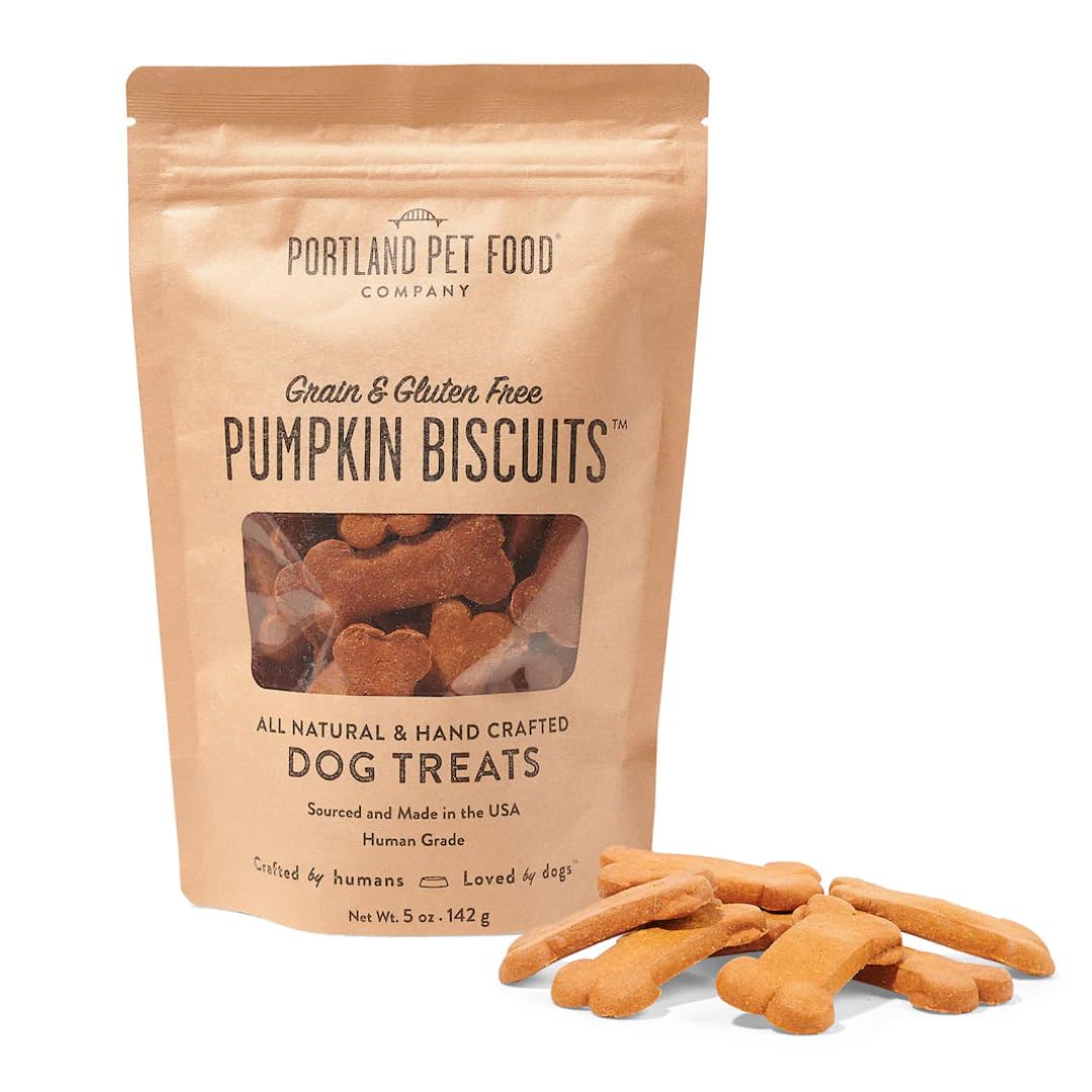 Portland Pet Food Company Pumpkin Dog Treats Healthy Biscuits for Small Medium & Large Dogs - Grain-Free, Human-Grade, All Natur
