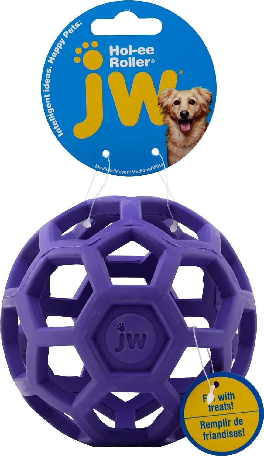 JW Pet HOLEE Roller Ball Dog Chew Treat Fetch Bouncy Toy Medium 5 inch Bundle 3, Small Breeds