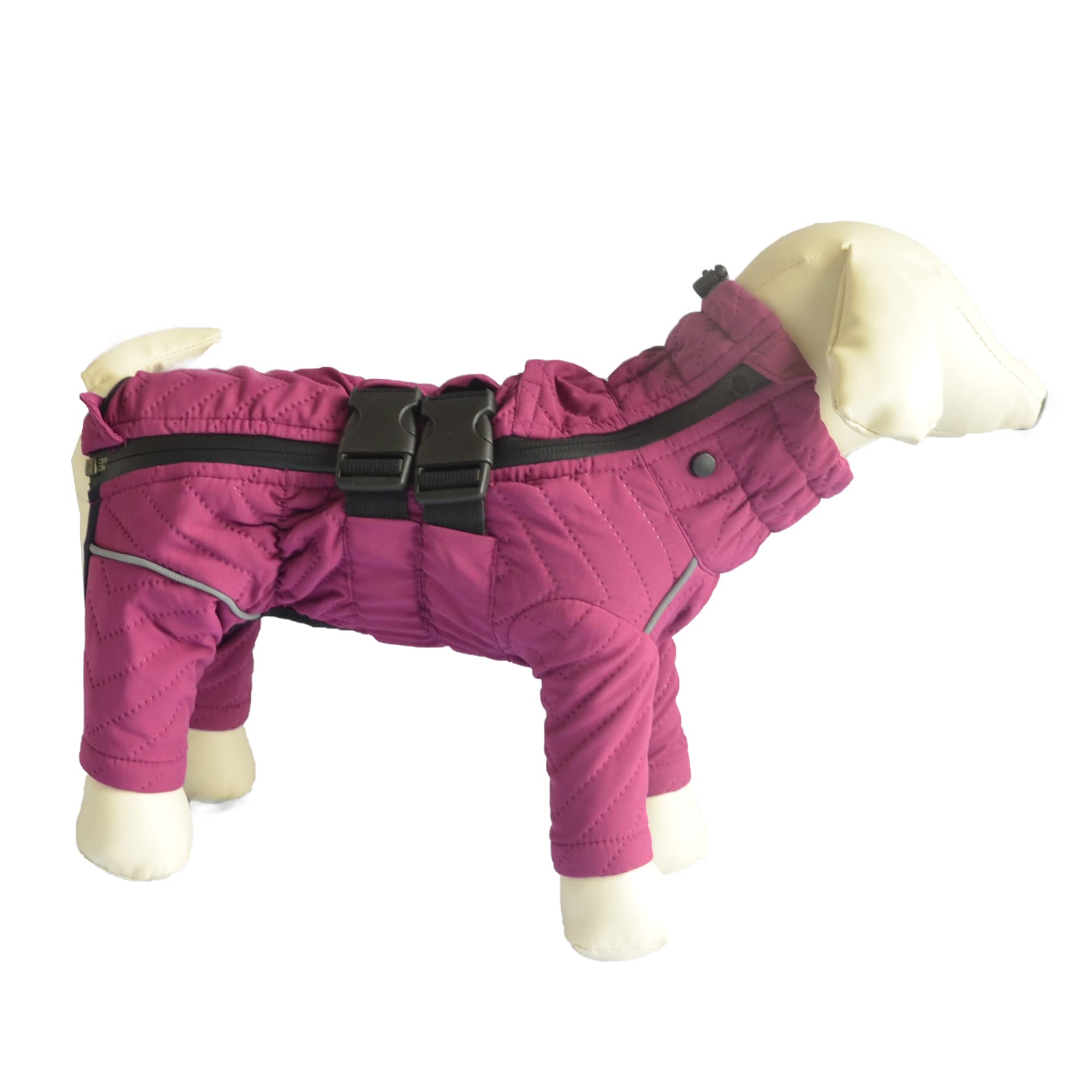 Warm Dog Coat Double Layers Dog Vest, 6 Legs Covered Windproof Waterproof Reflective Warm Dog Vest Outdoor Skating Dog Costume For Small Medium Large Dogs Purple S