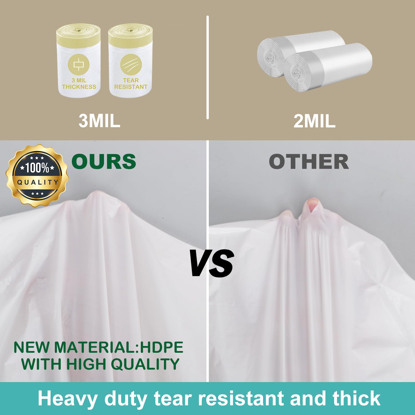 Elegx 40 Count Litter Box Liners,Hdpe Material 3Mil Extra Thick Heavy Duty 46'' X 18'' Jumbo Drawstring Cat String Liners,Compat