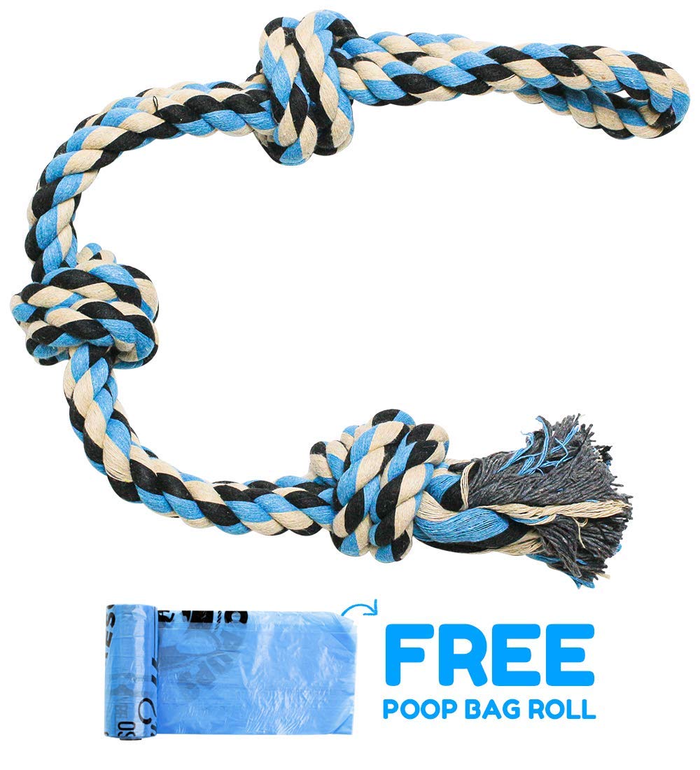 Pacific Pups Products 2 Pack Red & Blue - Xl Dog Rope Toy For Aggressive Chewers - Benefits Non-Profit Dog Rescue - Tug Of War D