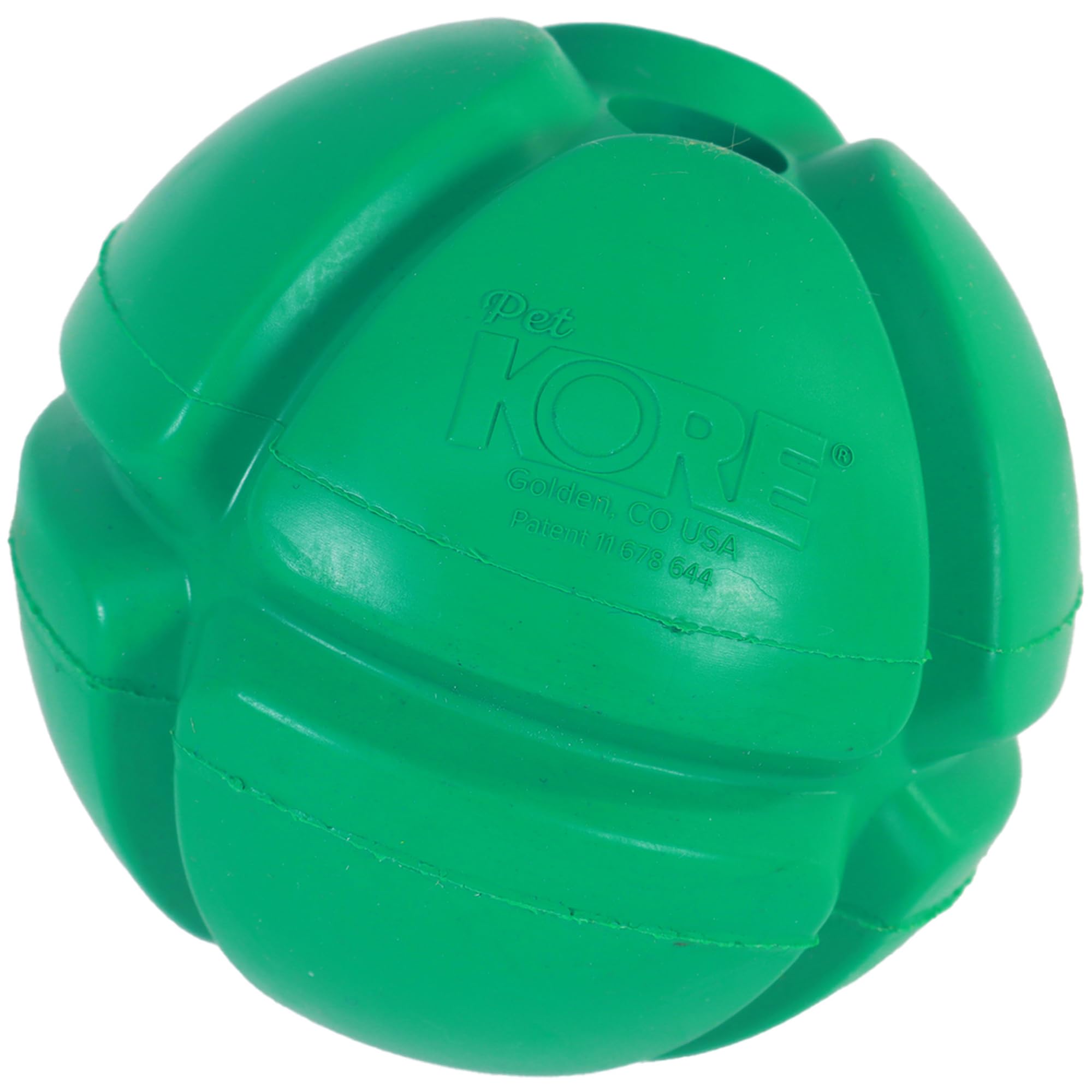 PetKORE: FloTex Ball - Medium - 2.5, Green, Dog Toy, Proprietary Rubber, Patented Open Airflow Grooves, Bounce-Fetch-Chew, Pet I