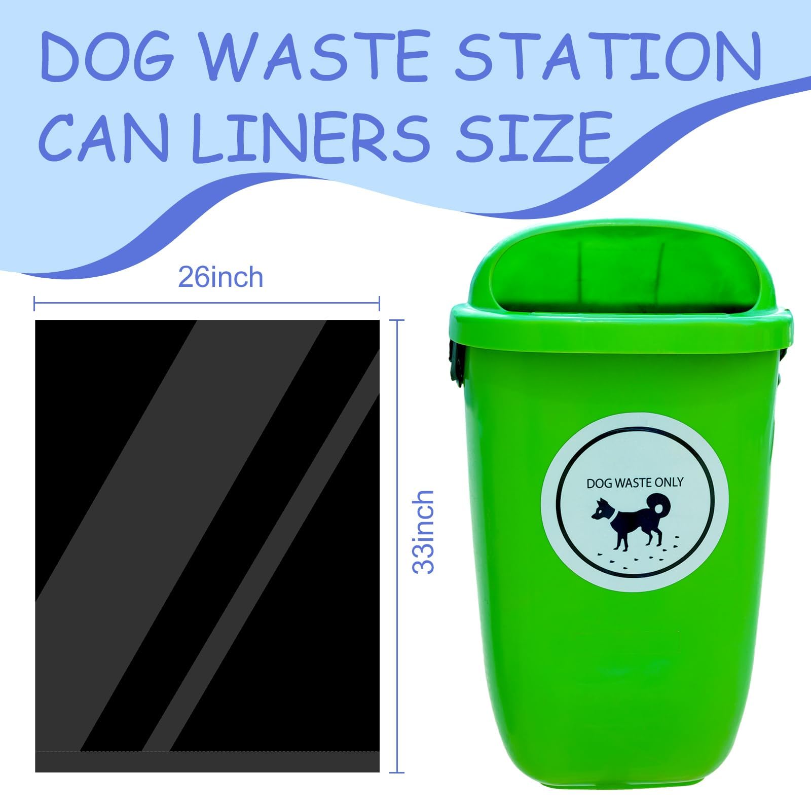 Dinifee 1 Packs 50Pcs Black Dog Waste Bags 26'' W X 33'' L Dog Waste Station Can Liners Heavy Duty Thick Large Poop Bags For Pet