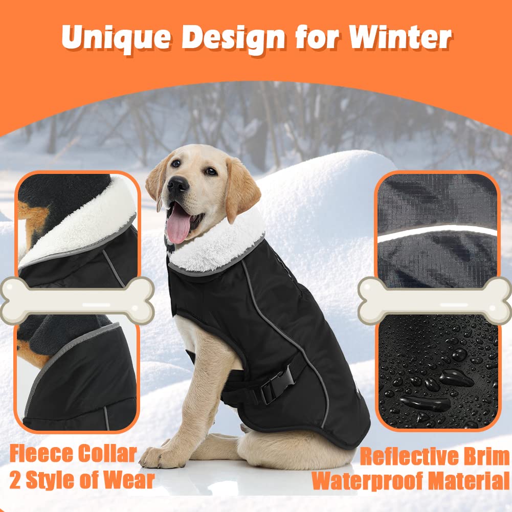 Emust Dog Jacket Winter, Cozy Windproof Dog Jacket For Cold Weather, Solid Color Dog Vests For Winter For Medium Dogs, Black, M