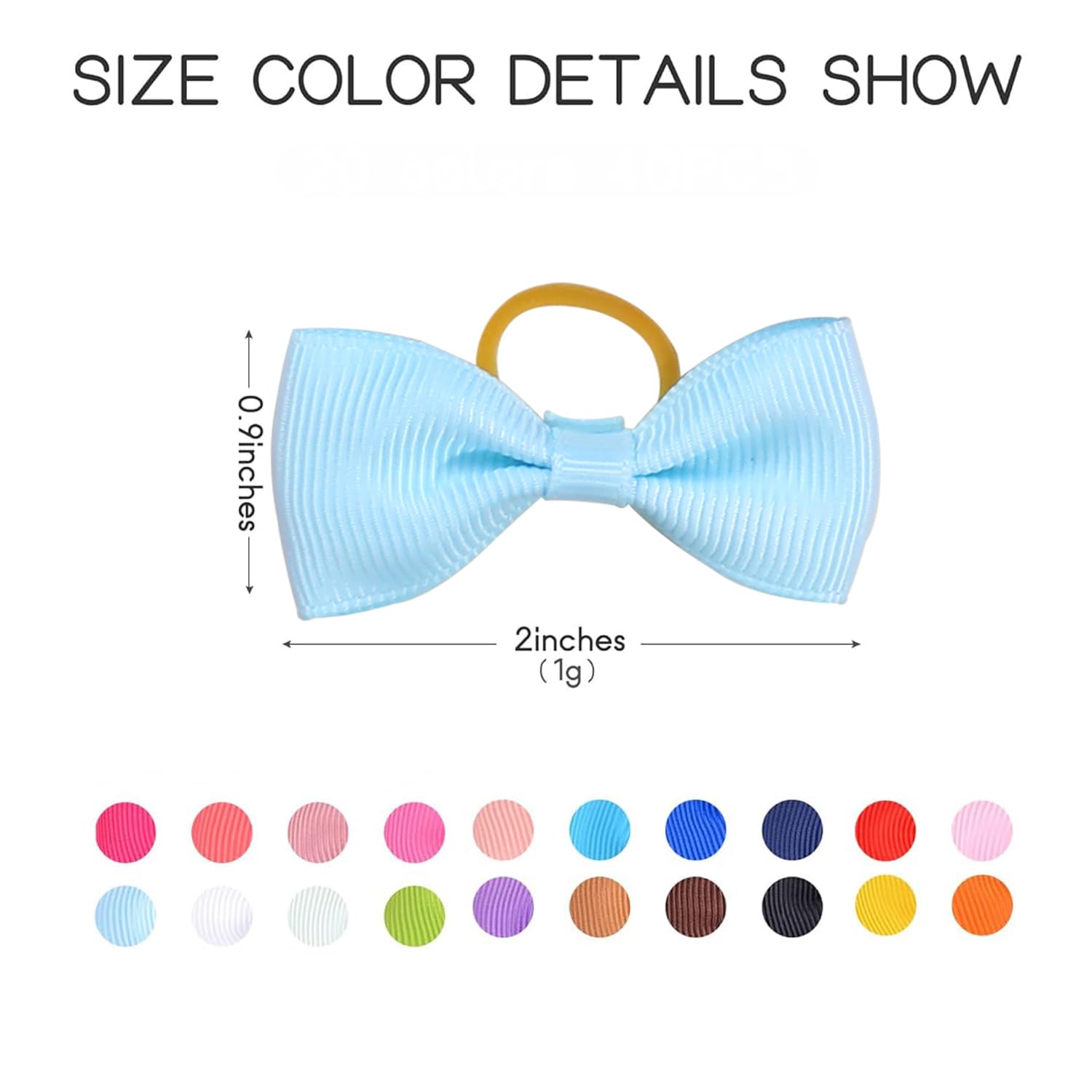 Clipband Puppy Dog Hair Bows, 60 Pieces Small Bowknot Hair Bows With Rubber Bands Handmade Hair Accessories Bow Pet Grooming Pro