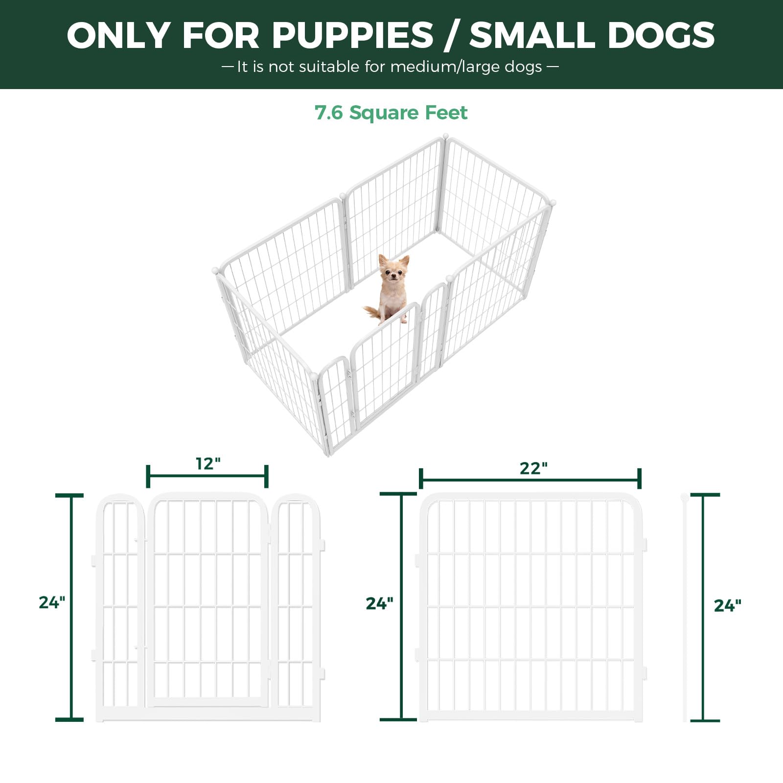 Fxw Homeplus Indoor Dog Playpen - Stress-Free And Safe Play, 24 Inch 6 Panels For Puppy And Small Dogs, White│Patented