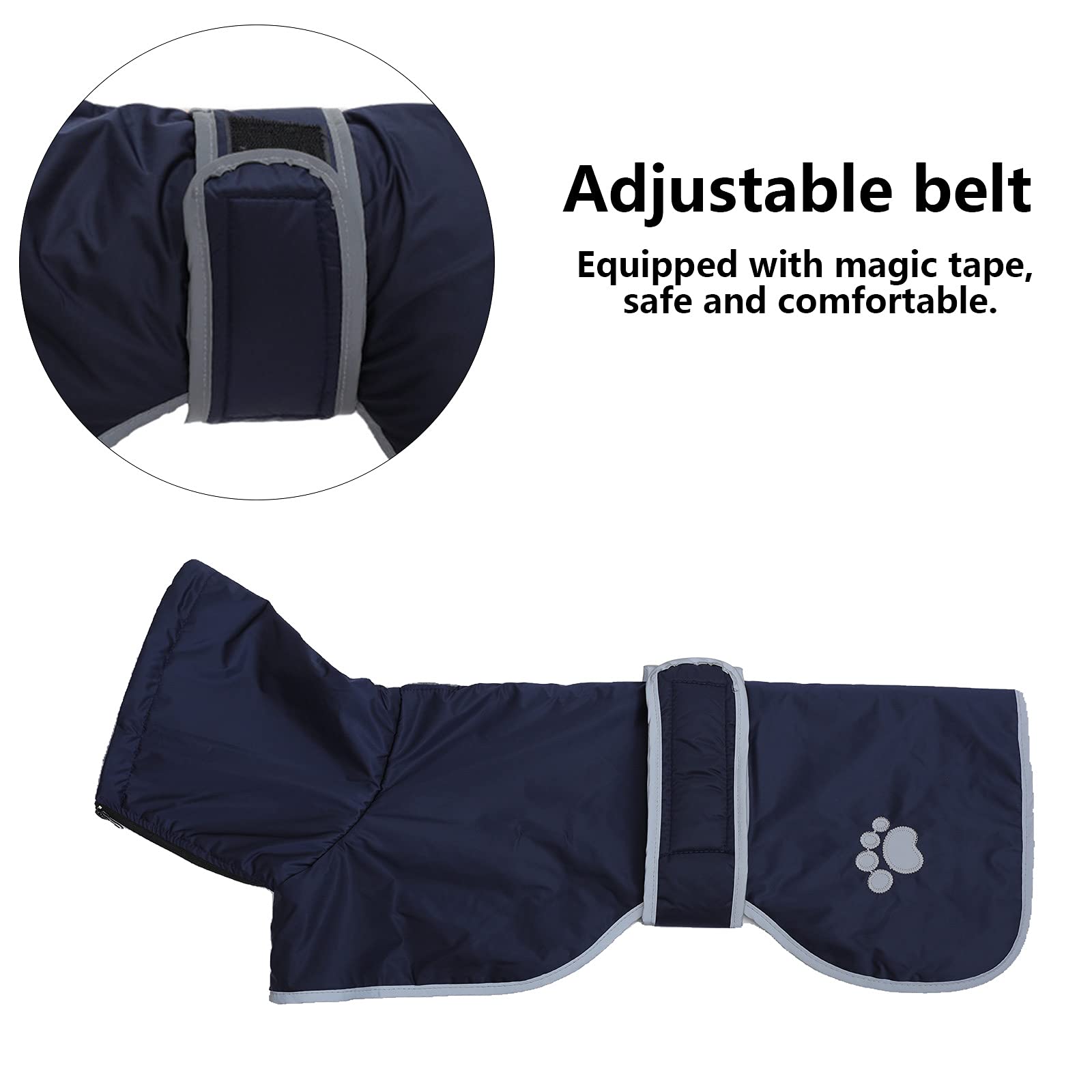 Dog Winter Coat Geyecete Greyhound Raincoat Fabric With Lamb Velvet Inside Outdoor Dog Apparel With Adjustable Bands For Medium, Large Dog-Navy-Xs