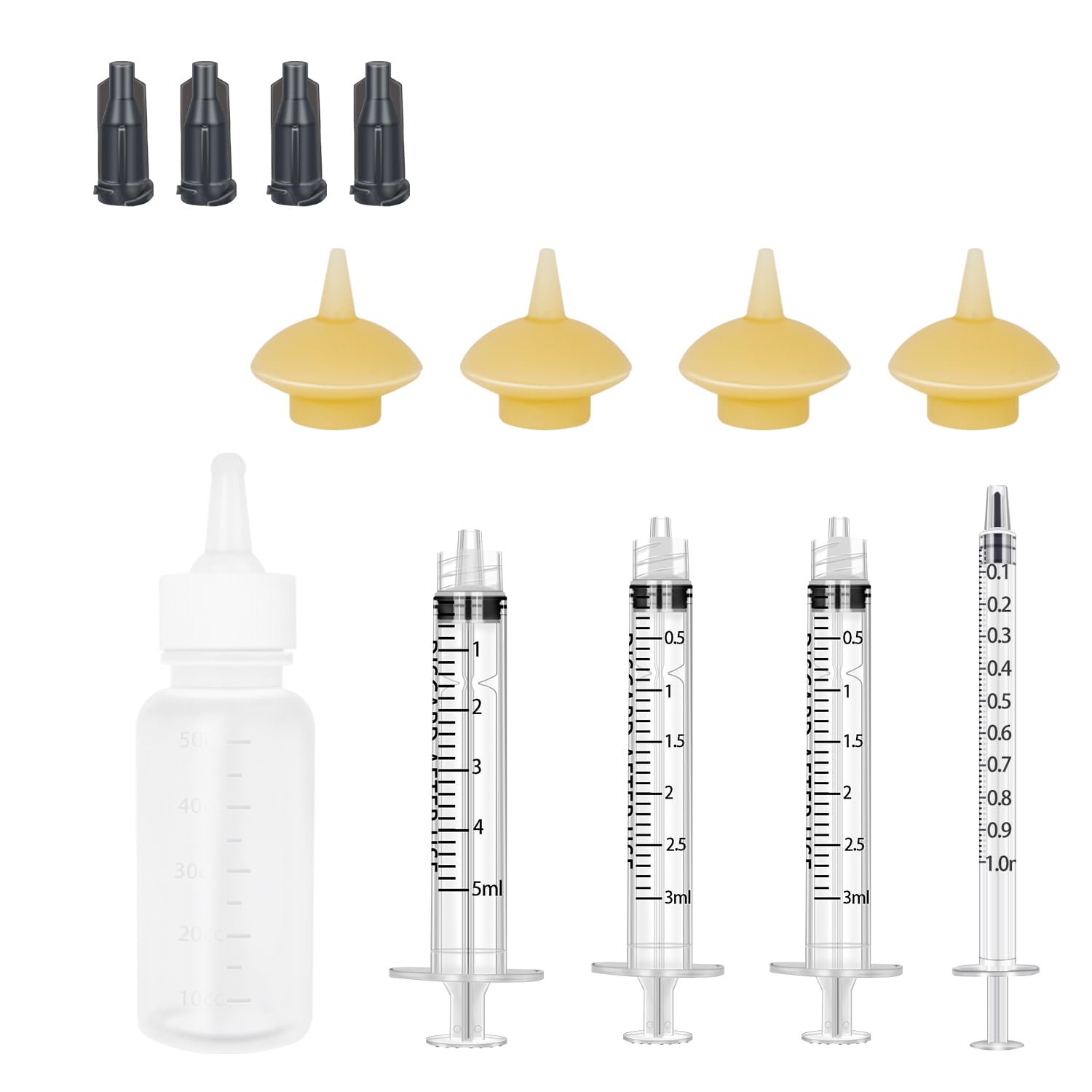 Xuanda Mini Pet Feeding Bottle and Syringes with Nipples for Small Cat Dog Animals,Kittens, Puppies, Rabbits, Small Animals, Squ
