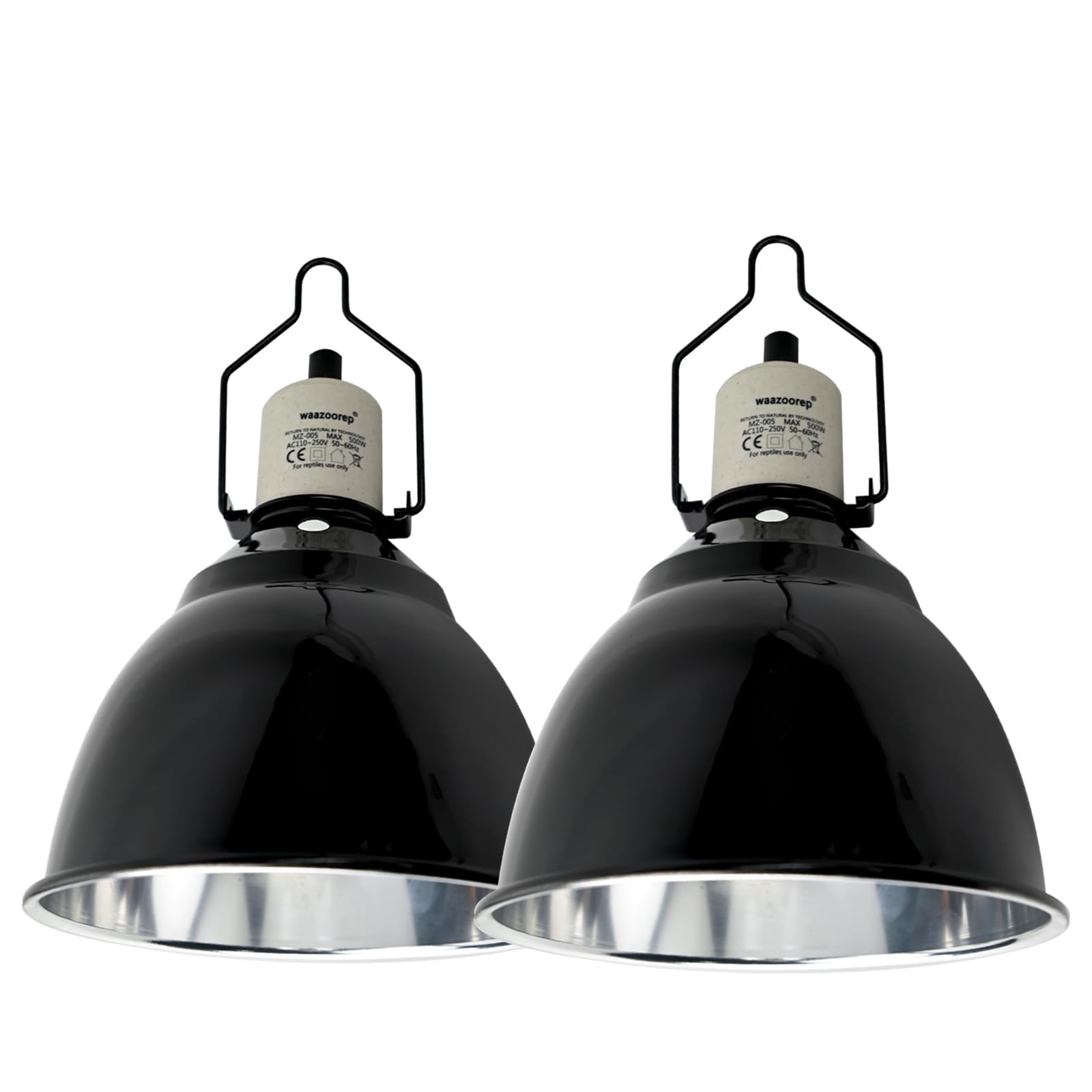 Waazoorep Reptile Light Fixture 2 Pack 7.5Inch Deep Dome Lamp Fixture,Optical Reflection Reptile Heat Lamp Bulb Lampshade For Be