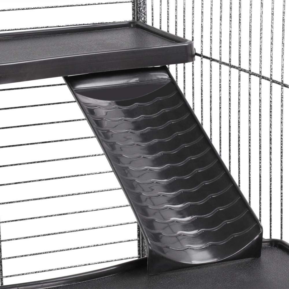 Topeakmart Large 6-Tier Ferret Cage Playpen, 52 Inch Metal Small Animals Hutch With 3 Doors/Bowl/Water Bottle/Tray, Rolling Pet Home For Lovely Chinchilla/Squirrel, Black, Easy Assembly