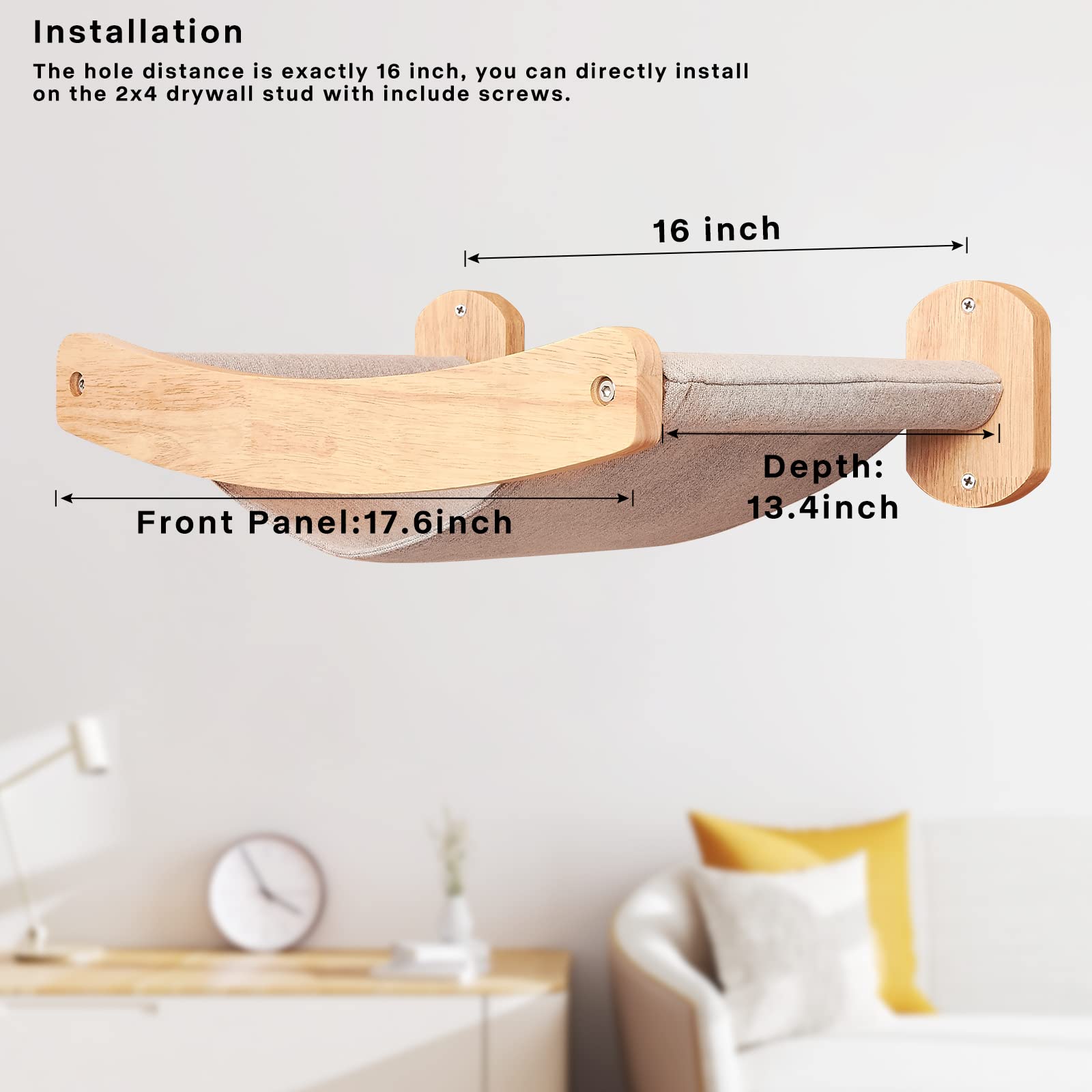 Espets Cat Hammocks Shelf For Wall - Indoor Modern Cat Wall Furniture & Beds, Large Cat Floating Shelves And Perches For Wall, S