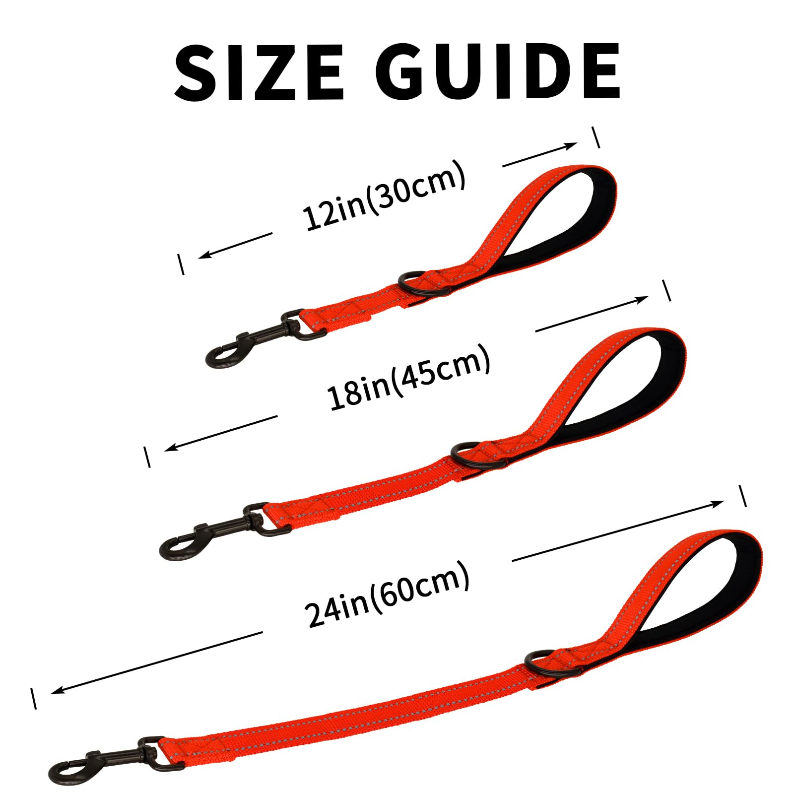 Giecooh Short Dog Leash, Reflective Traffic Leash With Padded Handle, 2 Ft Nylon Training Leashes For Small Meidum Large Dogs, O