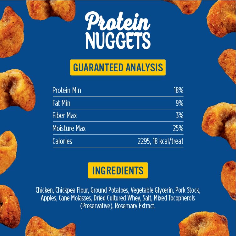Blue Dog Bakery Protein Nuggets Snack | Small, Soft & Chewy Chicken & Apple Flavor | Natural Healthy Dog Treat - 6 oz (Pack of 1
