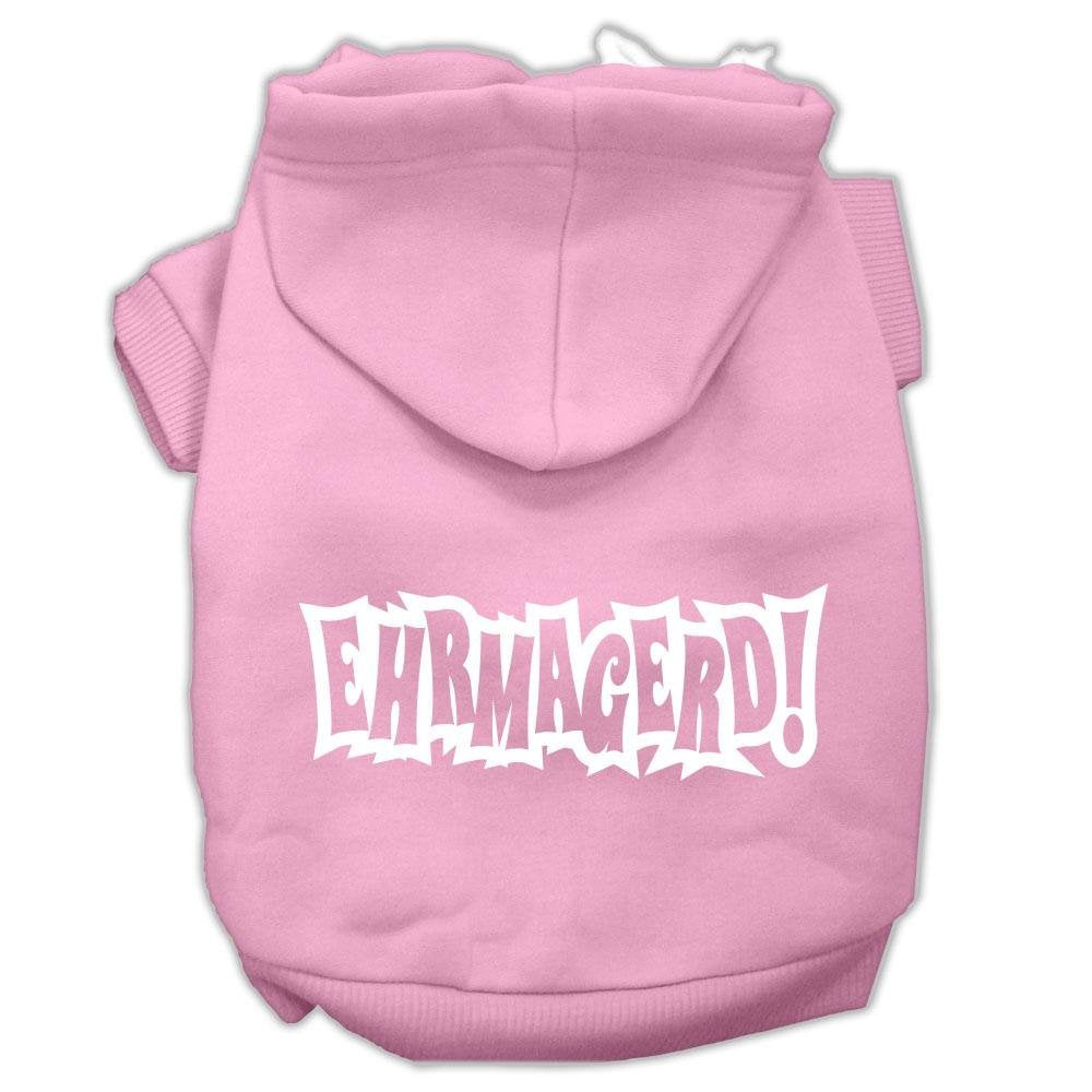 Pet, Dog & Cat Hoodie Screen Printed, 'Ehrmagerd' Light Pink Lg (10-14 Lbs.)