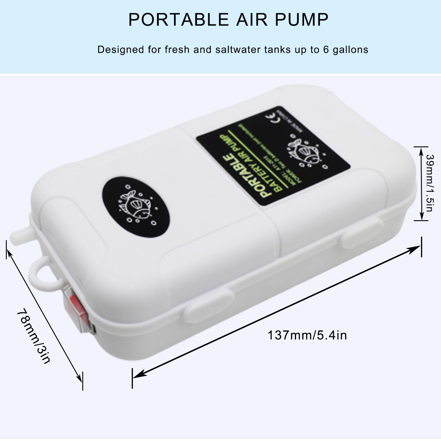 Makerele Mini Aquarium Portable Battery Air Pump For 6 Gallon Fish Tanks Aerator Pump With Bracket Airline Tubing Air Stone Cont