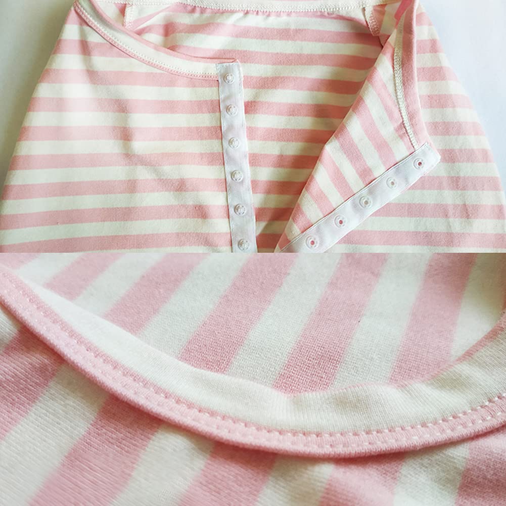 Dogs Recovery Suit Post Surgery Shirt For Female Male Dog, E-Collar Alternative Wound Protective Clothes (Pink White Stripe-5Xl)