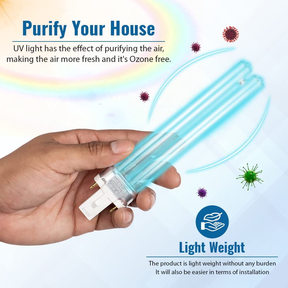 Oxyful 9W UV Ultraviolet G23-2 pin Base Replacement Light Clarifier Lamp Filter for Aquarium Koi Pond Fish Tank Compatible to CU