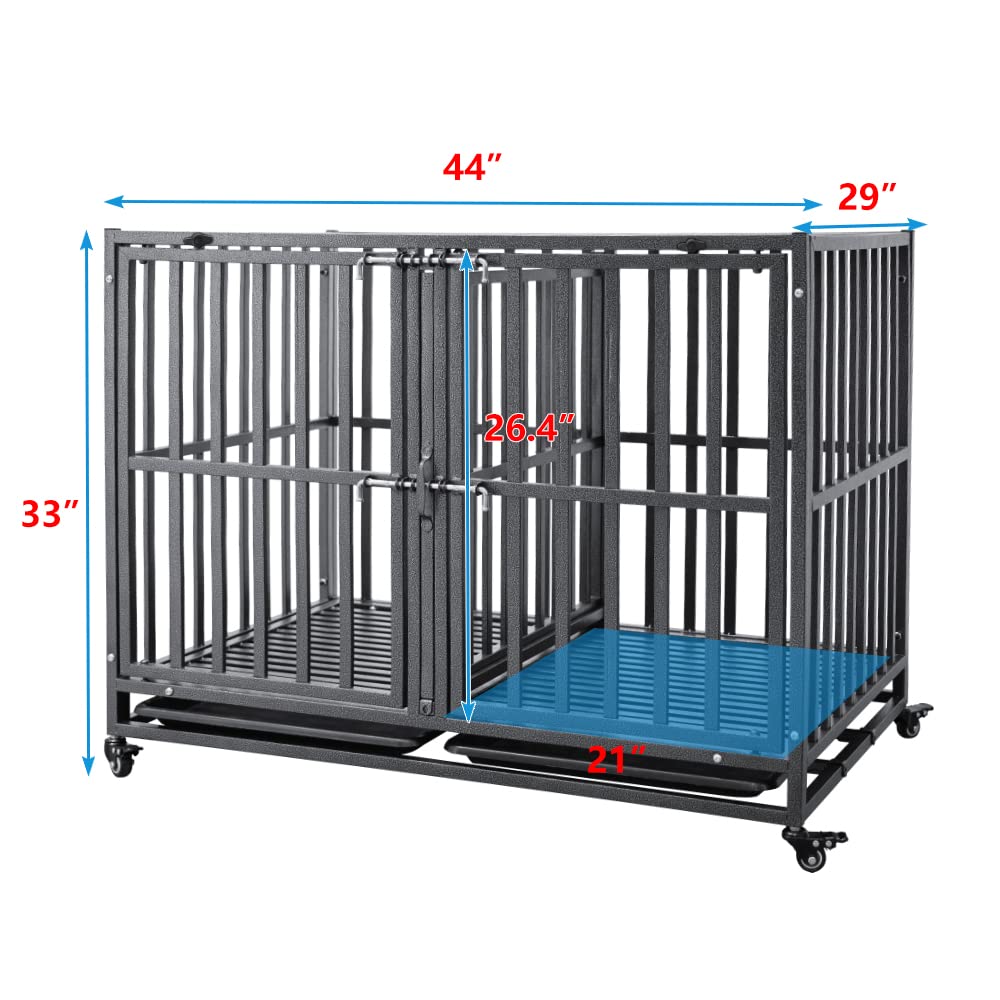 Smonter Stackable Dog Crates With Divider- Heavy Duty Dog Cage And Kennel For 2 Small Or Medium Dogs