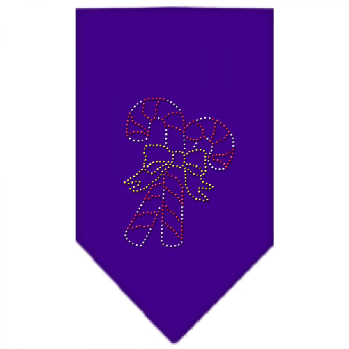 Christmas Pet and Dog Bandana Rhinestone, &quot;Candy Canes&quot; Purple Large