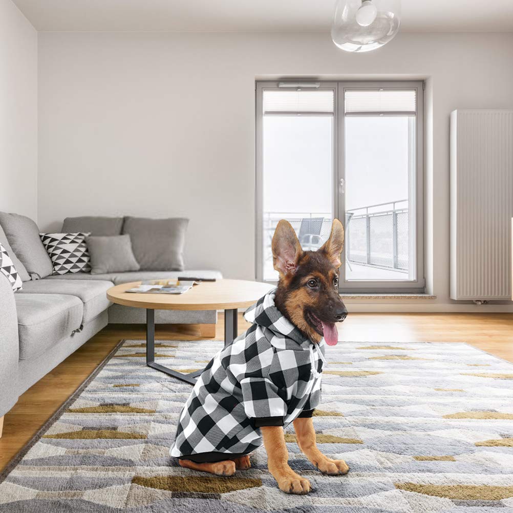 Plaid Dog Hoodie Pet Clothes Sweaters With Hat