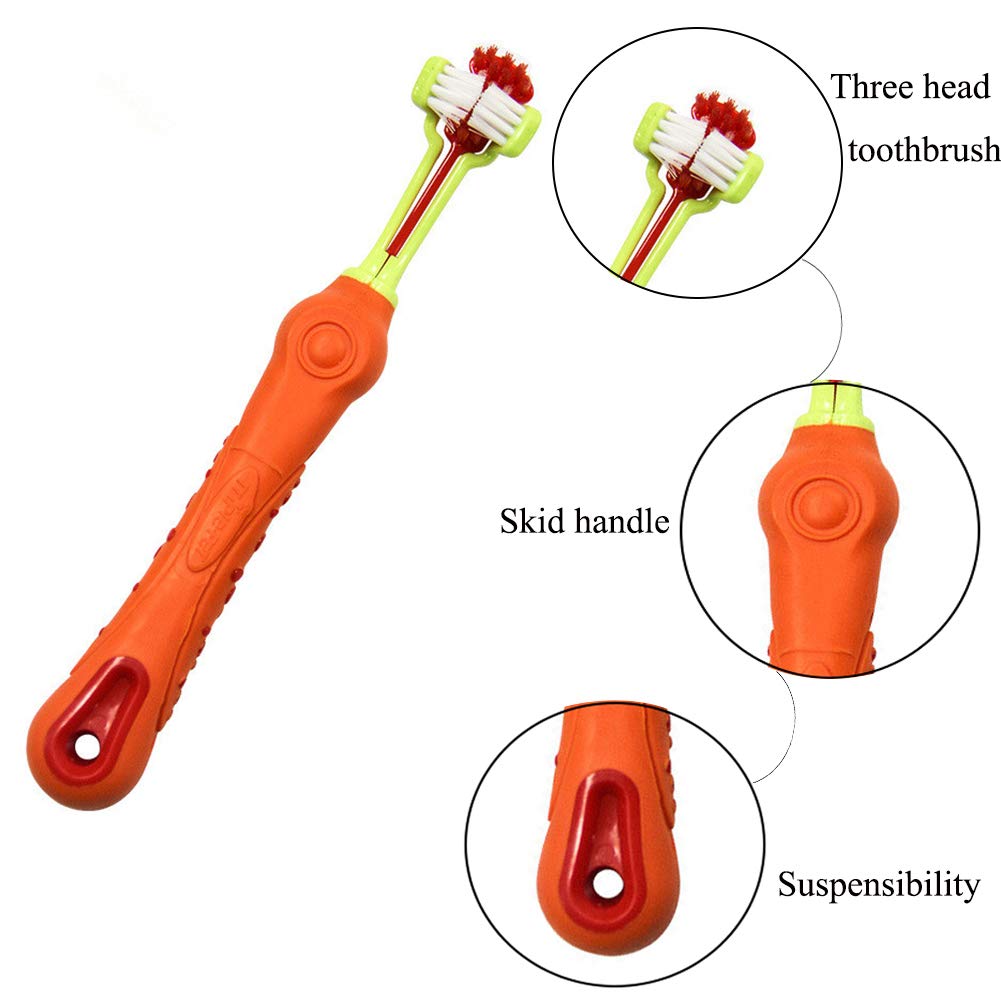 Orgrimmar 3-Sided Pet Toothbrush Dog Toothbrush Removing Bad Breath Tartar Cleaning Mouth Pet Dental Care Cat Cleaning Mouth (Pa