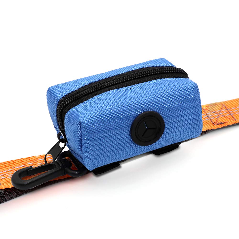 Slson Pet Waste Bag Dispenser Zippered Pouch,Portable Dog Poop Bag Holder Leash Attachment Lightweight Fabric Bags (Blue)