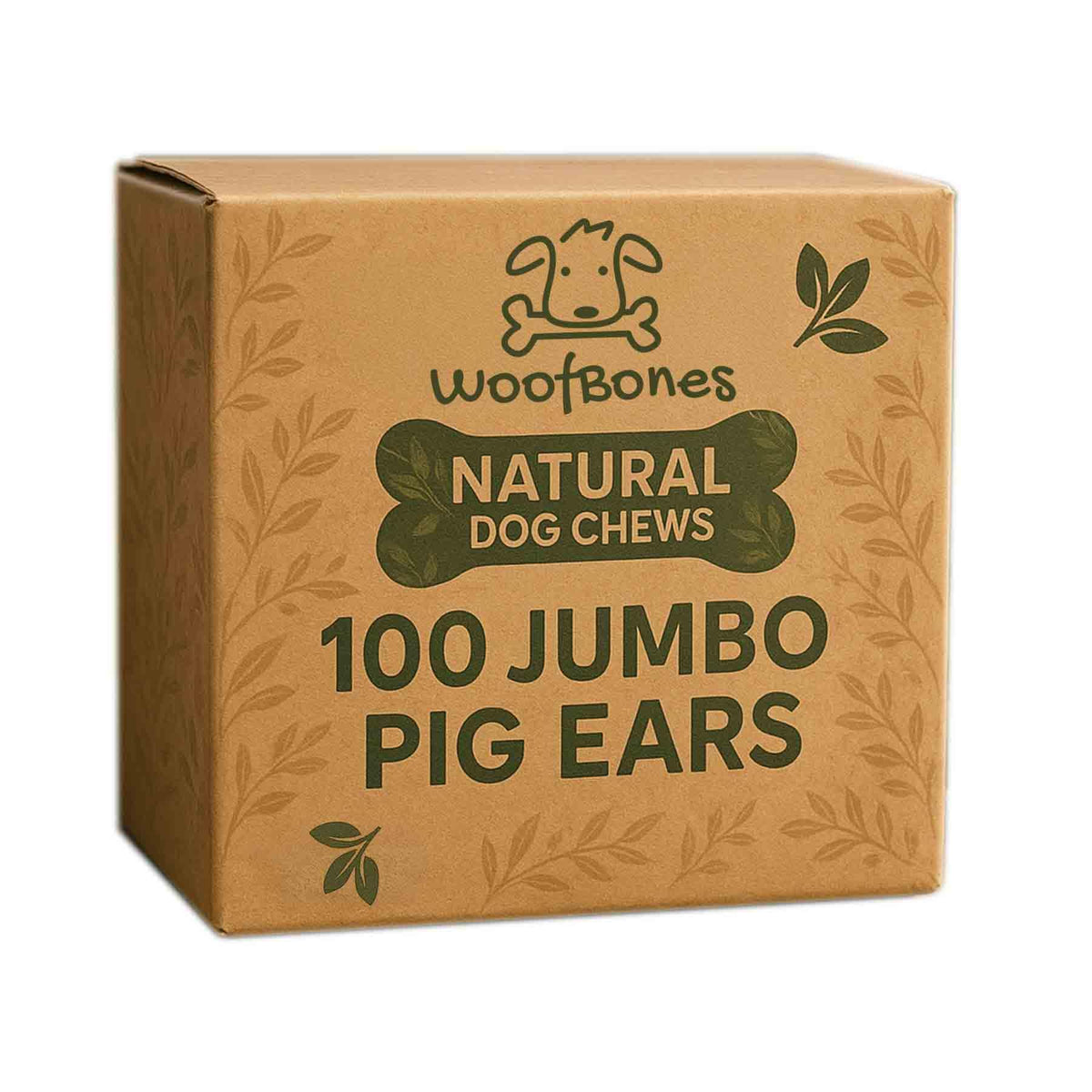 All Natural Jumbo Whole Pig Ears for Dogs (100 Pack) - 100 Natural Pork Ear Dog Treat by Pets Plus Natural, 2.5 Pound