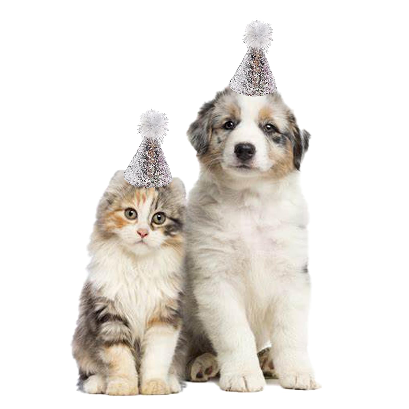 Cellcacn 10Pcs Dog Birthday Hat Set For Medium Large Breed, Dogs Cat Party Hat With Adjustable Headbands, Cute Pet Birthday Hat