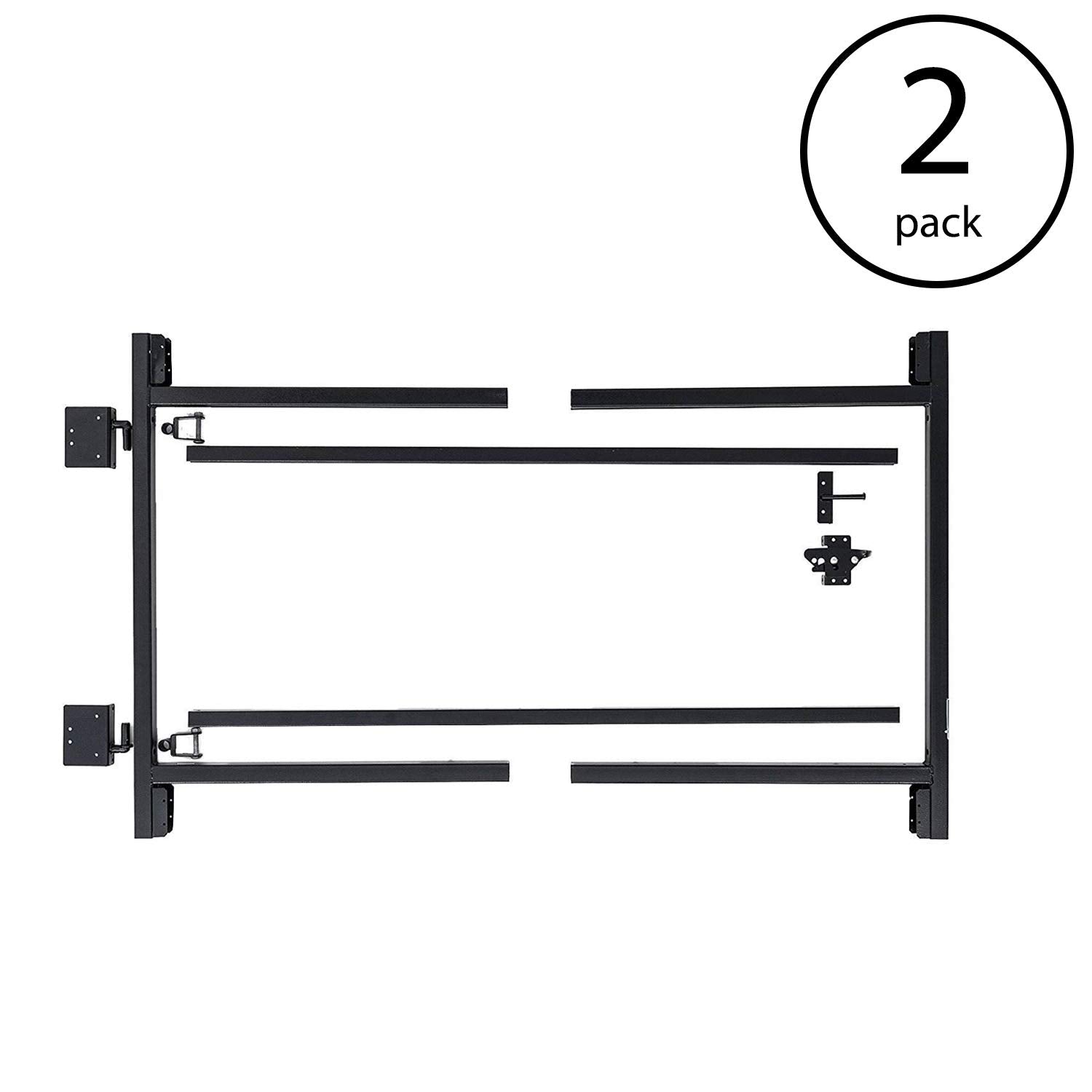Adjust-A-Gate 2 Pack Powder Coated Steel Frame Gate Hardware Building Kit, Fits 60 in to 96 in Wide and 6 Ft High Gate Openings,