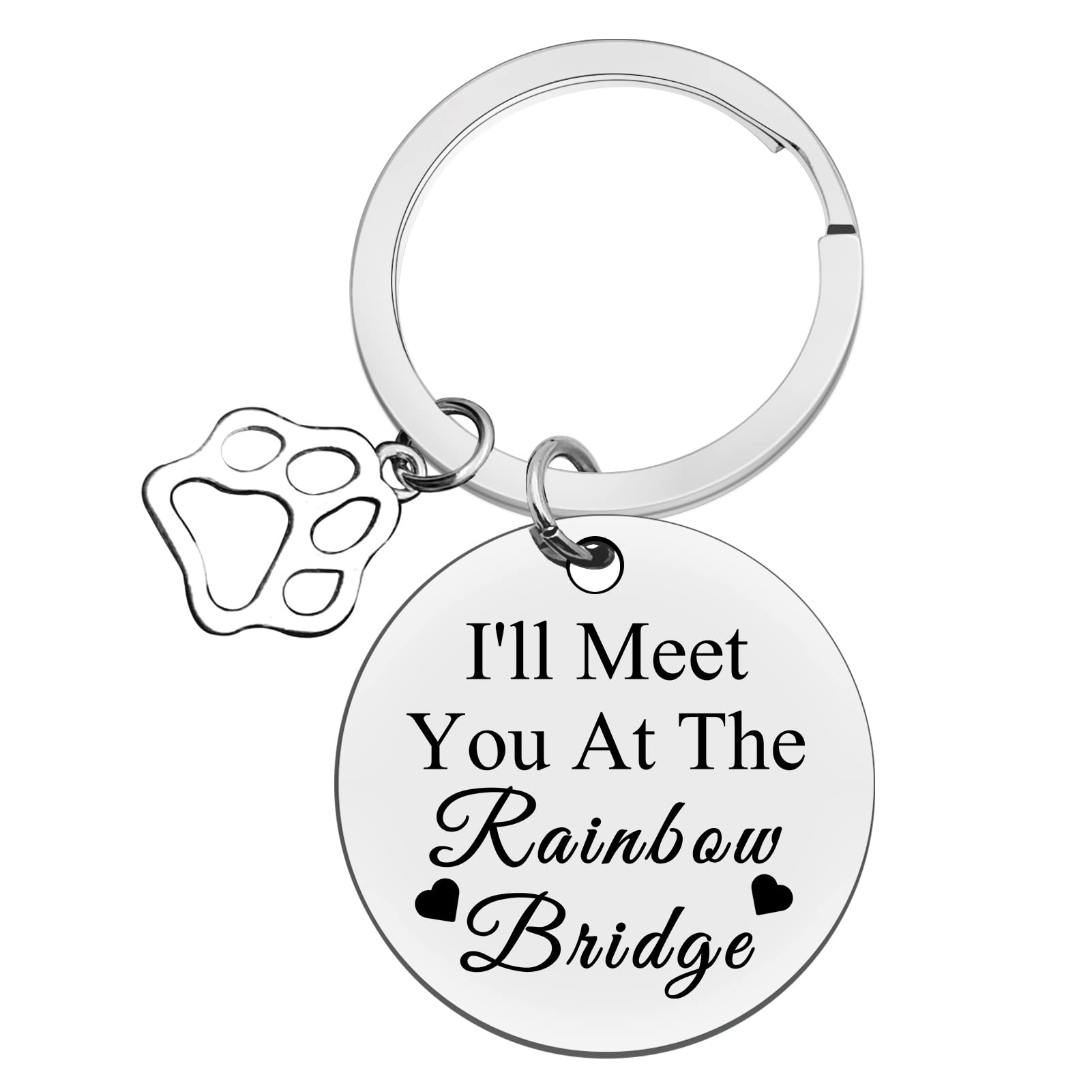 Xiahuyu Pet Memorial Keychain Pet Loss Gifts I'Ll Meet You At The Rainbow Bridge Keychain Cat Dog Memorial Gifts Pet Owner Remem