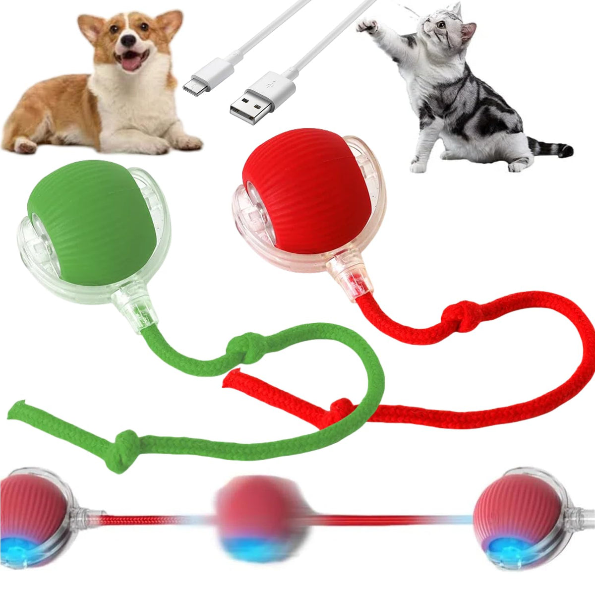 Koujut Dog Toys Interactive Dog Toys, 2025 Upgraded Interactive Rolling Ball, Cat Toys Peppy Pet Ball For Dogs, Electric Rolling