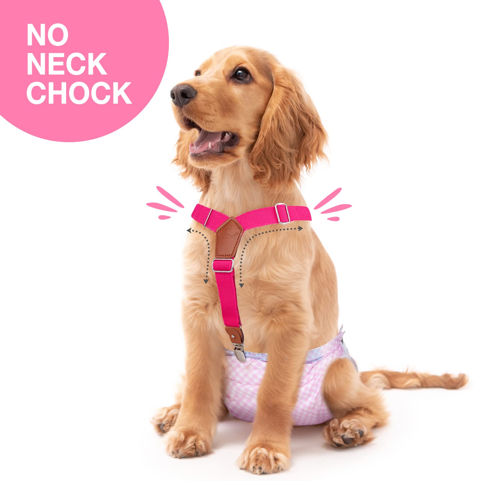 Pet Soft Dog Suspenders 2 Pieces Female Dog Diaper Suspenders For Dogs Diaper Keeper Suspender For Dog Skirt, Dog Dress (Black & Pink, M/L)