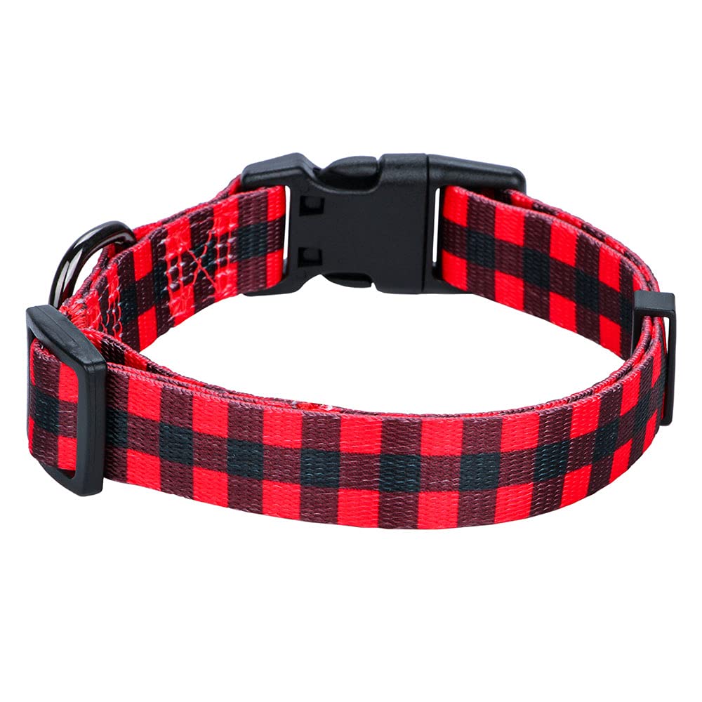 Rhea Rose Red Black Checkered Dog Collar Medium Size