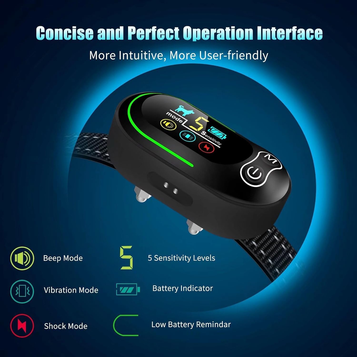 Akuvu Dog Bark Collar - Rechargeable Smart Barking Collar, Anti Bark Training Collar With Adjustable Sensitivity Beep Vibration Shock, Bark Shock Collar For Large Medium Small Dogs (Black)