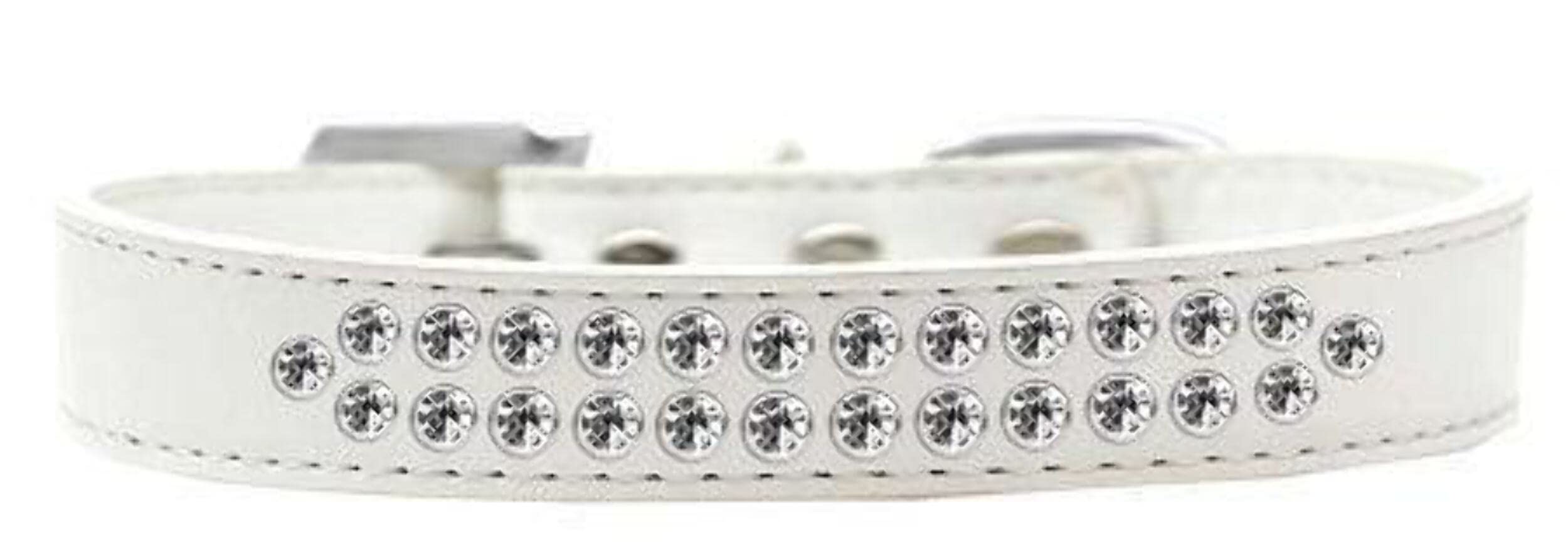 Dog, Puppy & Pet Ice Cream Collar, Two Row Clear Crystal Rimsets Gold 20
