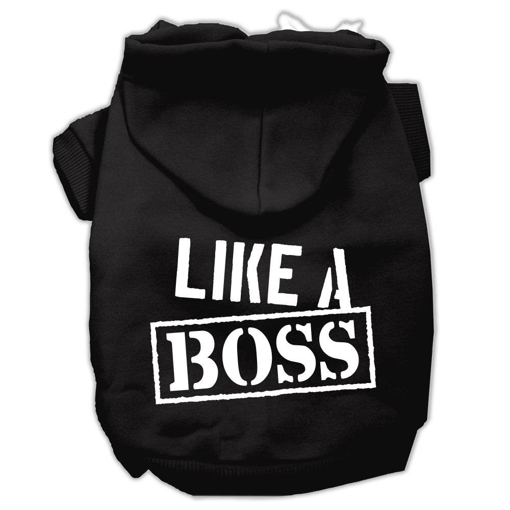 Pet, Dog & Cat Hoodie Screen Printed, 'Like A Boss' Black Sm (3-6 Lbs.)