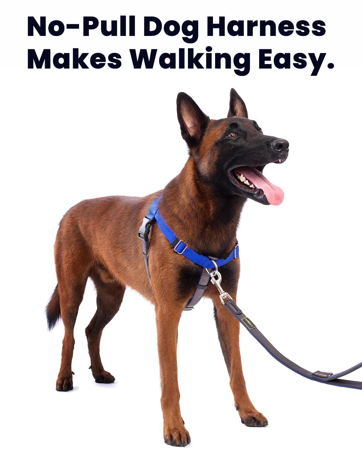 APDEXY Freedom No Pull Dog Harness for Large Dogs, Easy Walker, Anti Pull with Two Stainless D-Rings, Comfortable, Sewn-in Instr